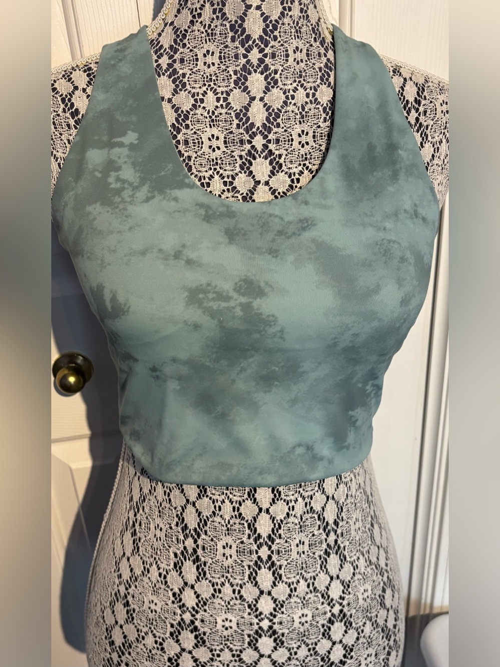 Sage Green Tie-Dye Racerback Sports Bra